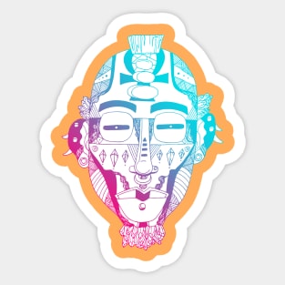 Dual Color African Mask 5 Sticker